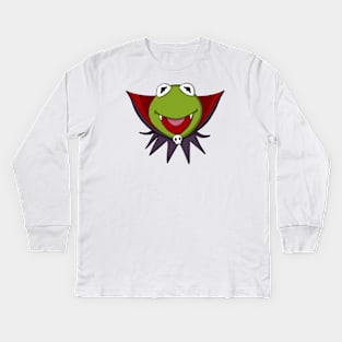 Halloween Vampire Kermit Kids Long Sleeve T-Shirt